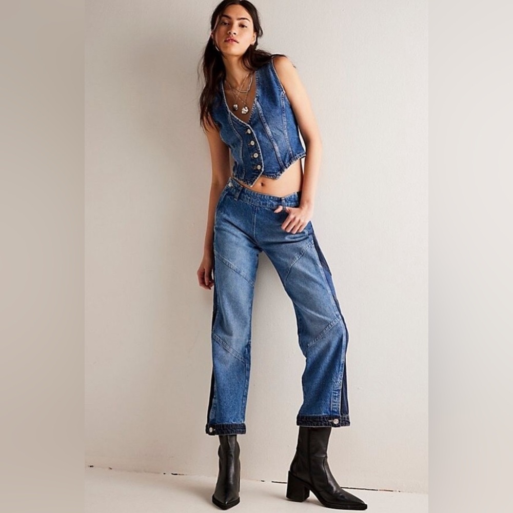 Free People We The Free “Moonlit Moto” Slim Boot Jeans, 25, NWOT